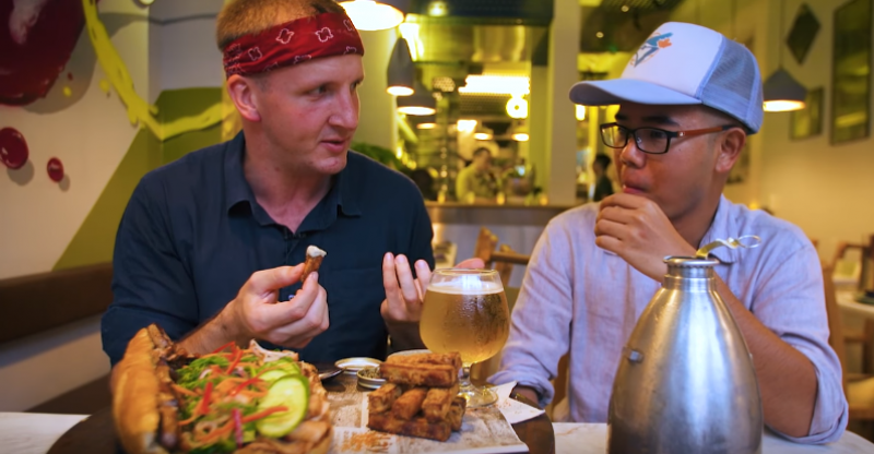 Sonny Side is having a bite of this luxury Banh Mi