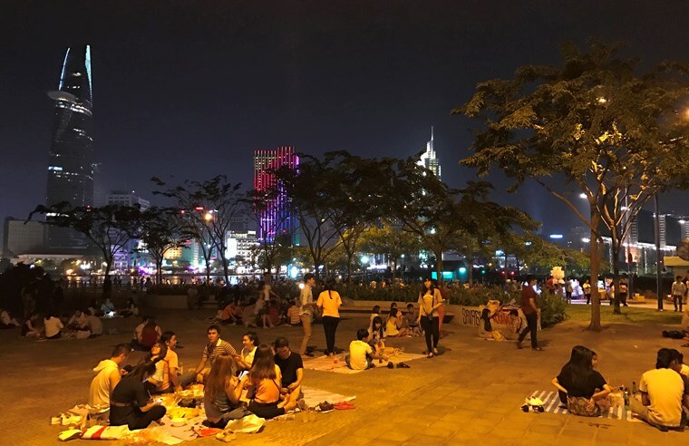 Groups of young people gathering for chattering
